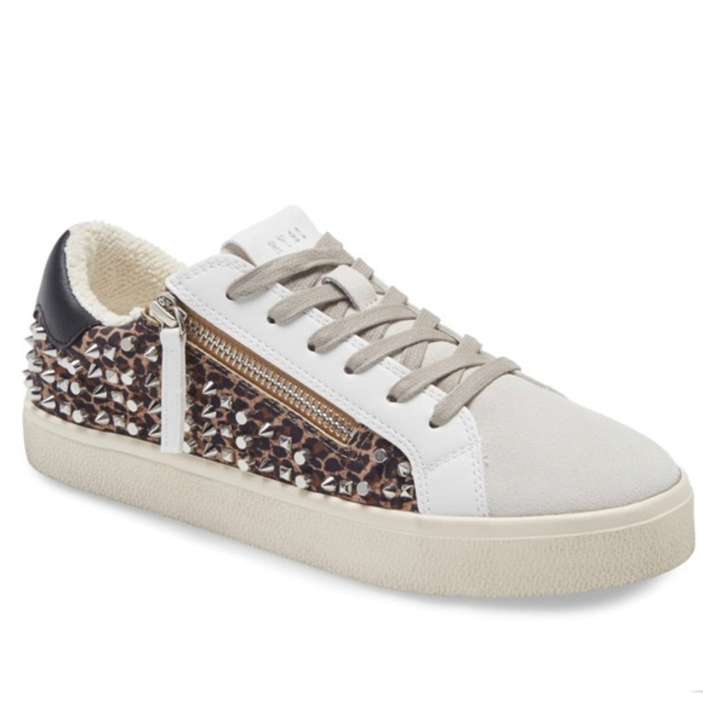Steve Madden Parka-M Black/Leopard Studded Low Top Sneaker Size 8M
